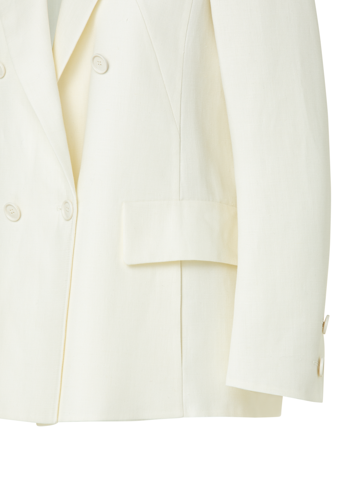 Designer Double-Breasted Linen Wool Double-Face Jacket - ecru - white