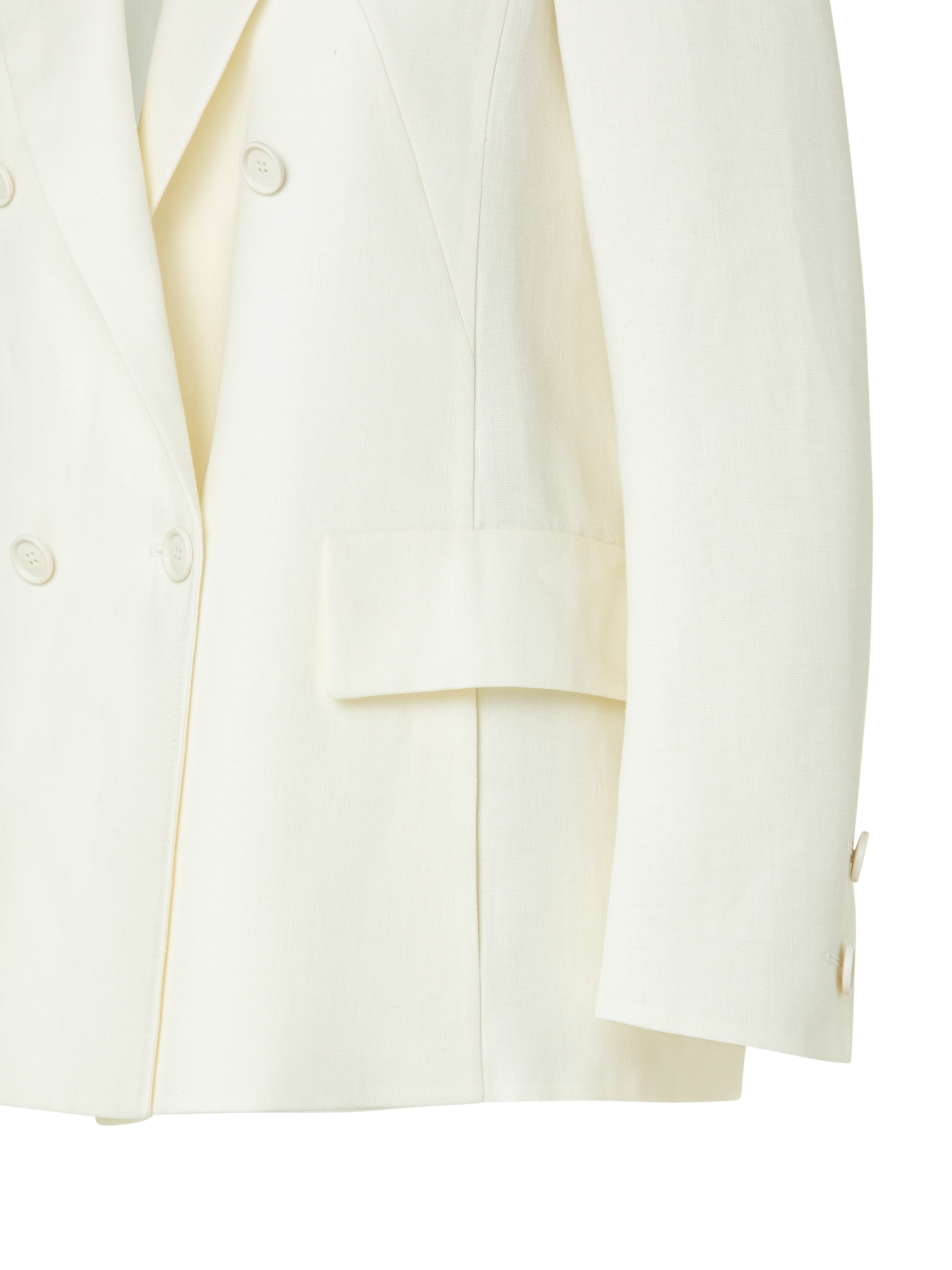 Designer Double-Breasted Linen Wool Double-Face Jacket - ecru - white