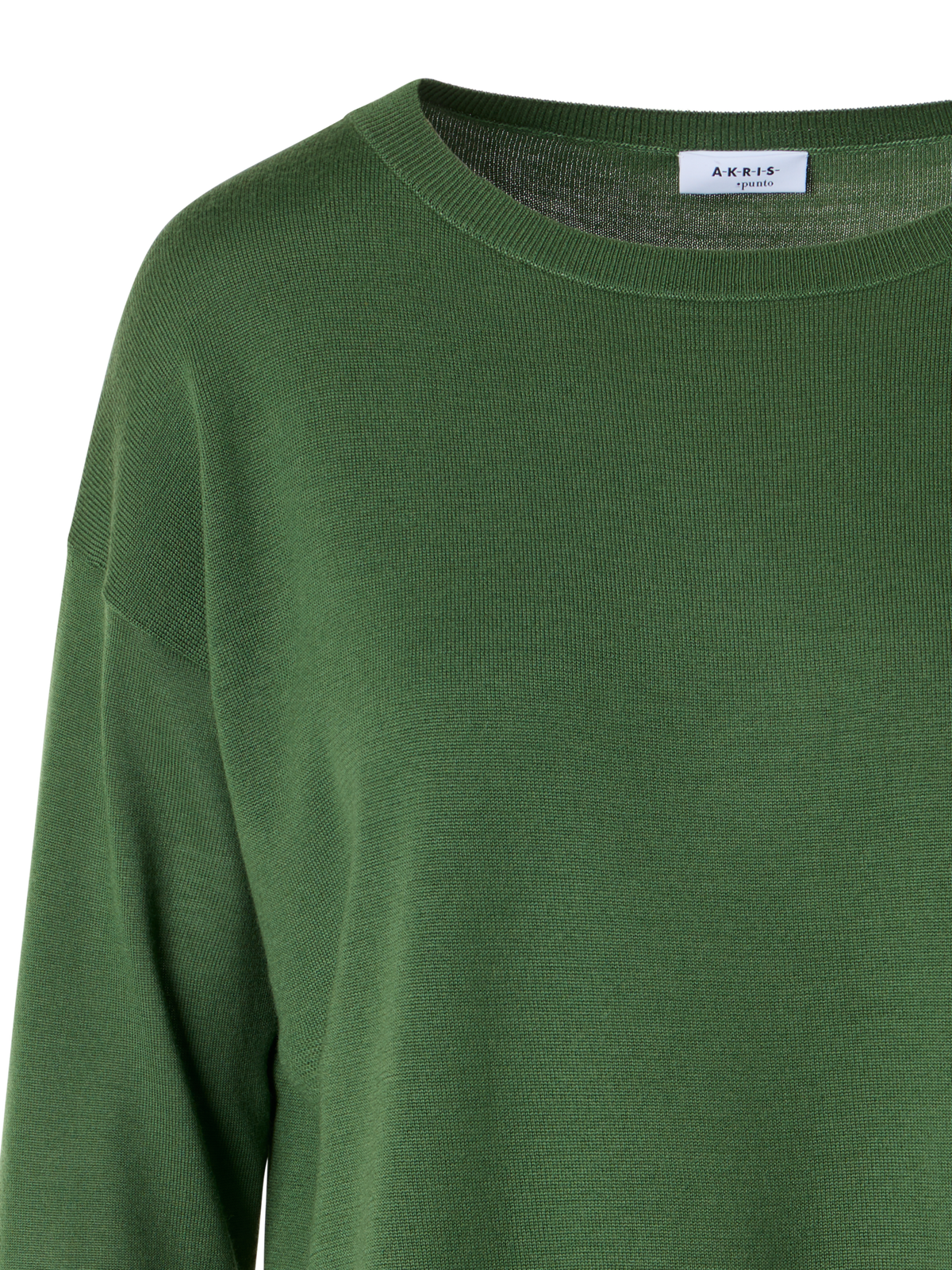 Designer Bracelet-Sleeve Merino Wool Knit Pullover - green