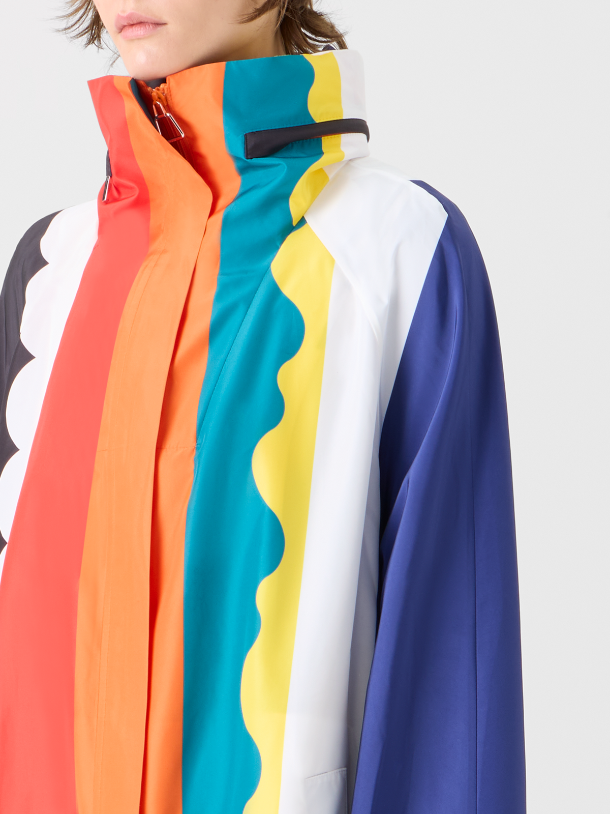 Designer Ivano Taffeta Maxi Coat with Paravent Print - multicolor #editorial