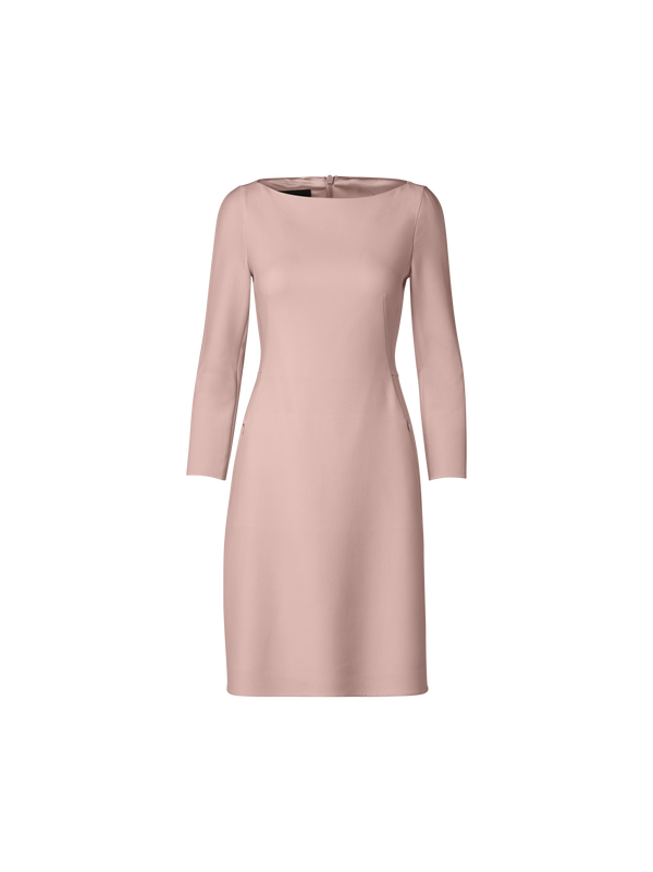 Designer Wool Stretch Double-Face A-Line Dress - pastel - pink