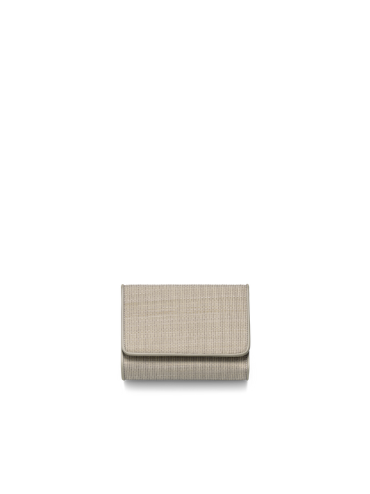 Designer Tri-Fold Wallet in Horsehair Fabric - ecru