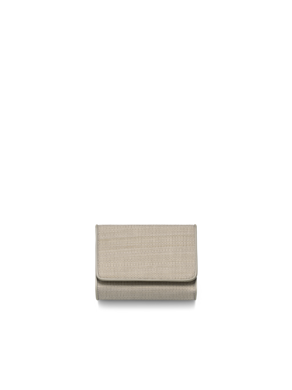 Designer Tri-Fold Wallet in Horsehair Fabric - ecru