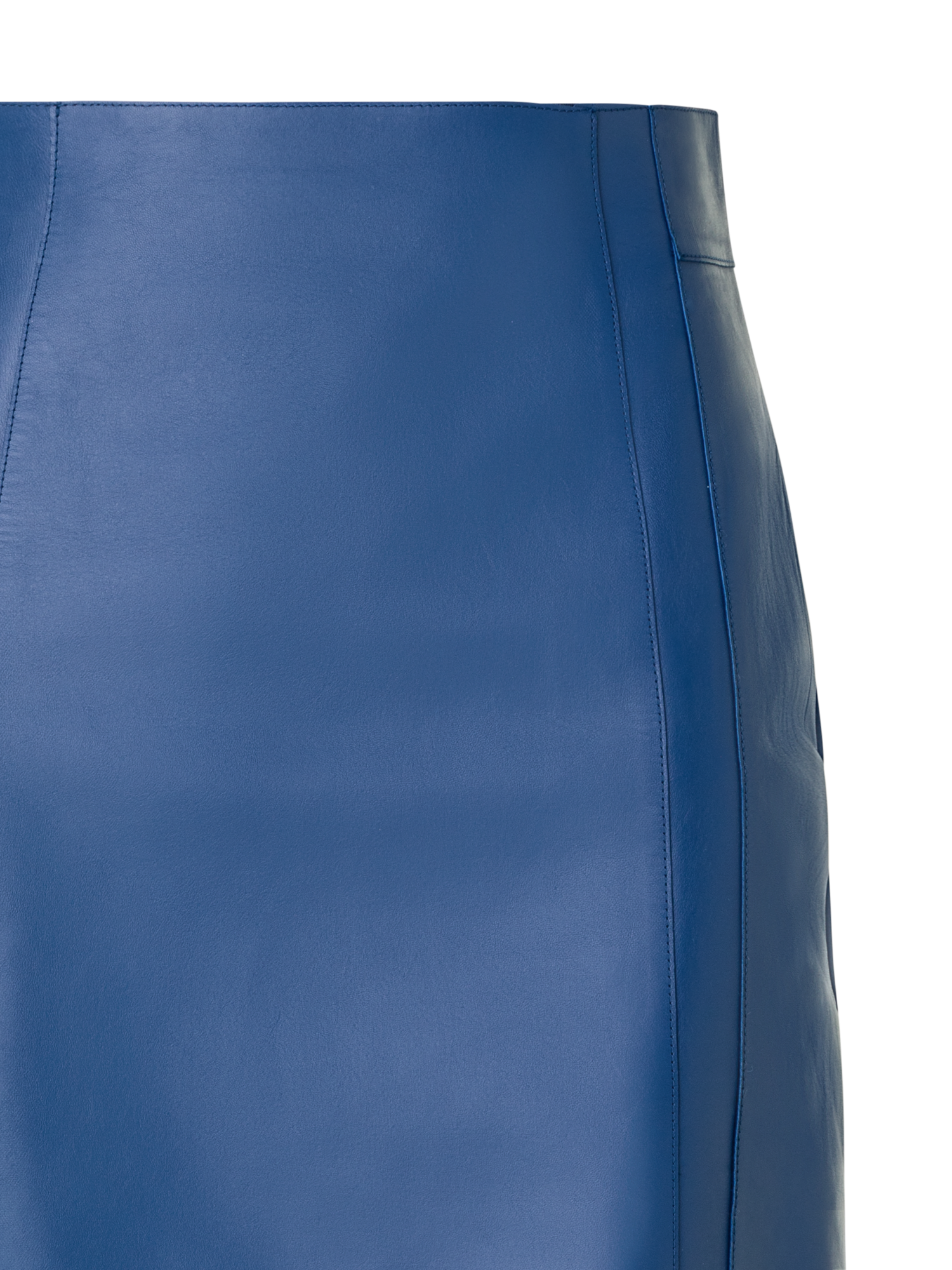 Designer Short Fitted Leather Skirt - blue