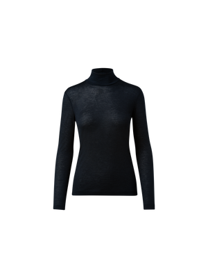 Designer Turtleneck Shirt from Cashmere Silk - navy - blue