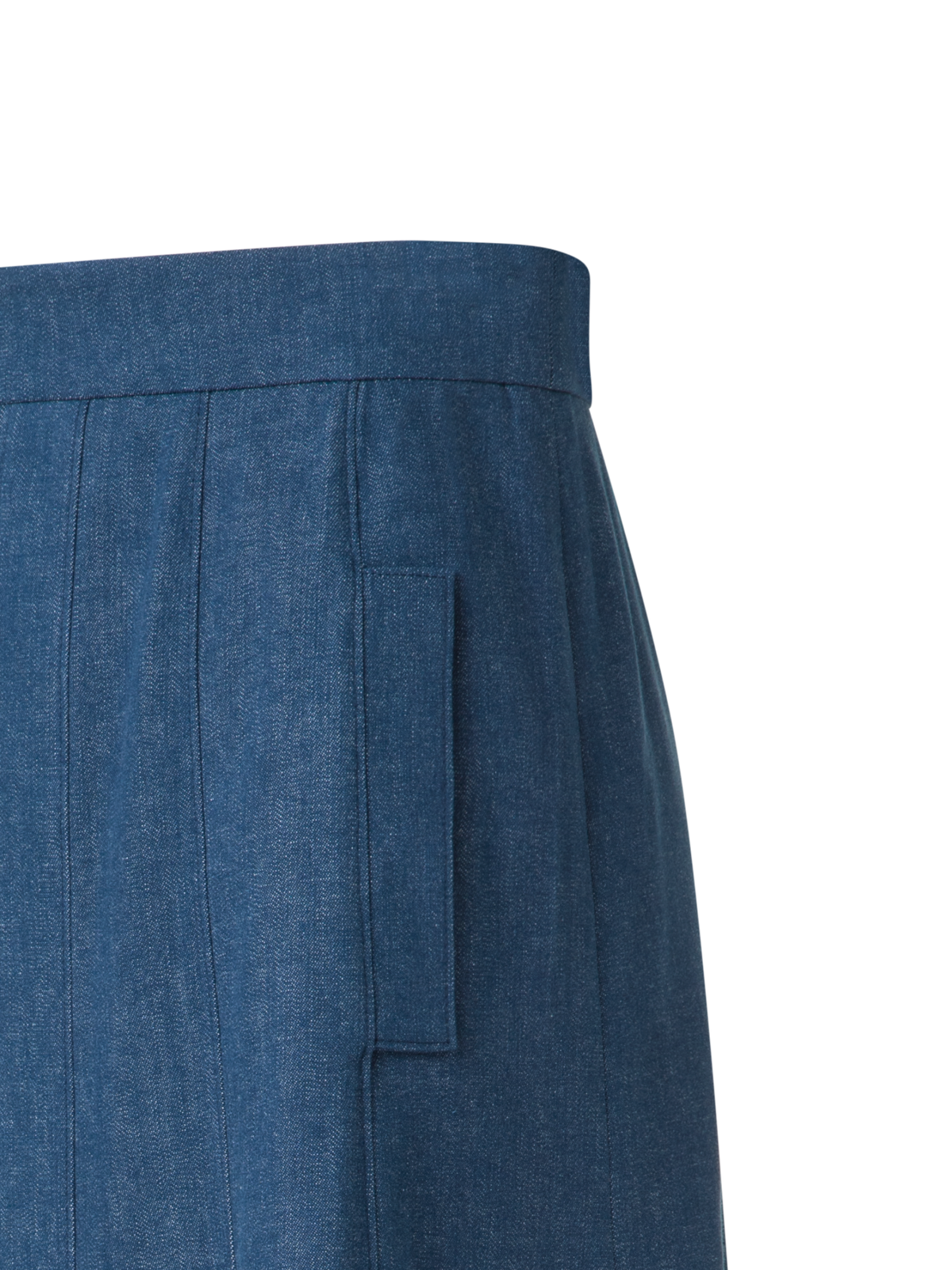 Designer A-Line Cotton Denim Midi Skirt - blue