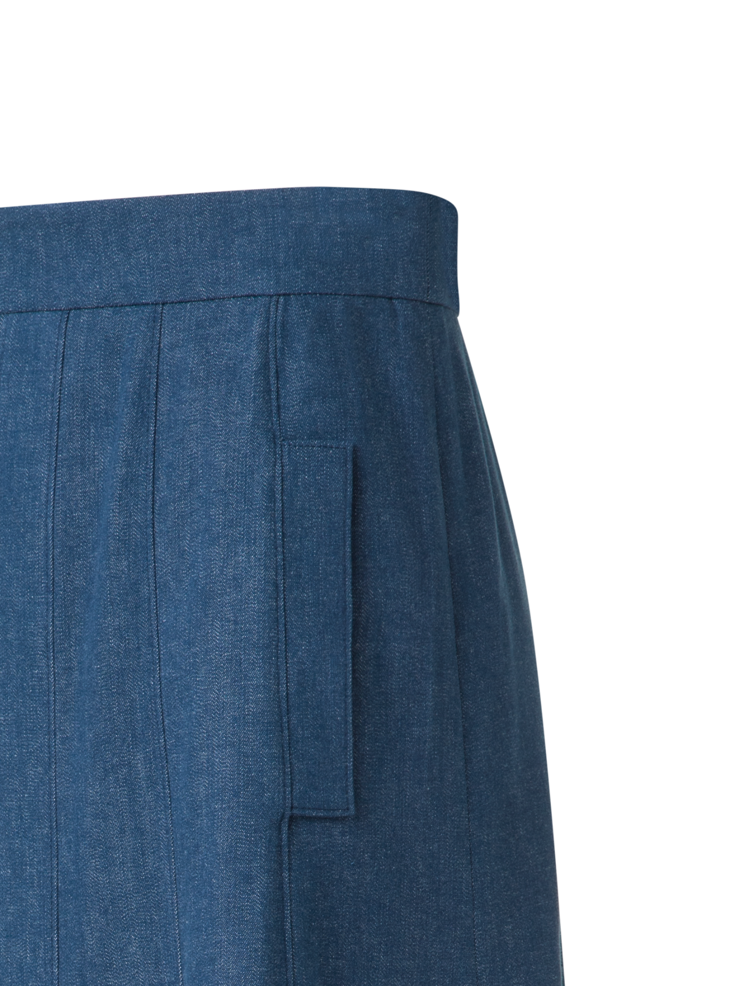 Designer A-Line Cotton Denim Midi Skirt - blue
