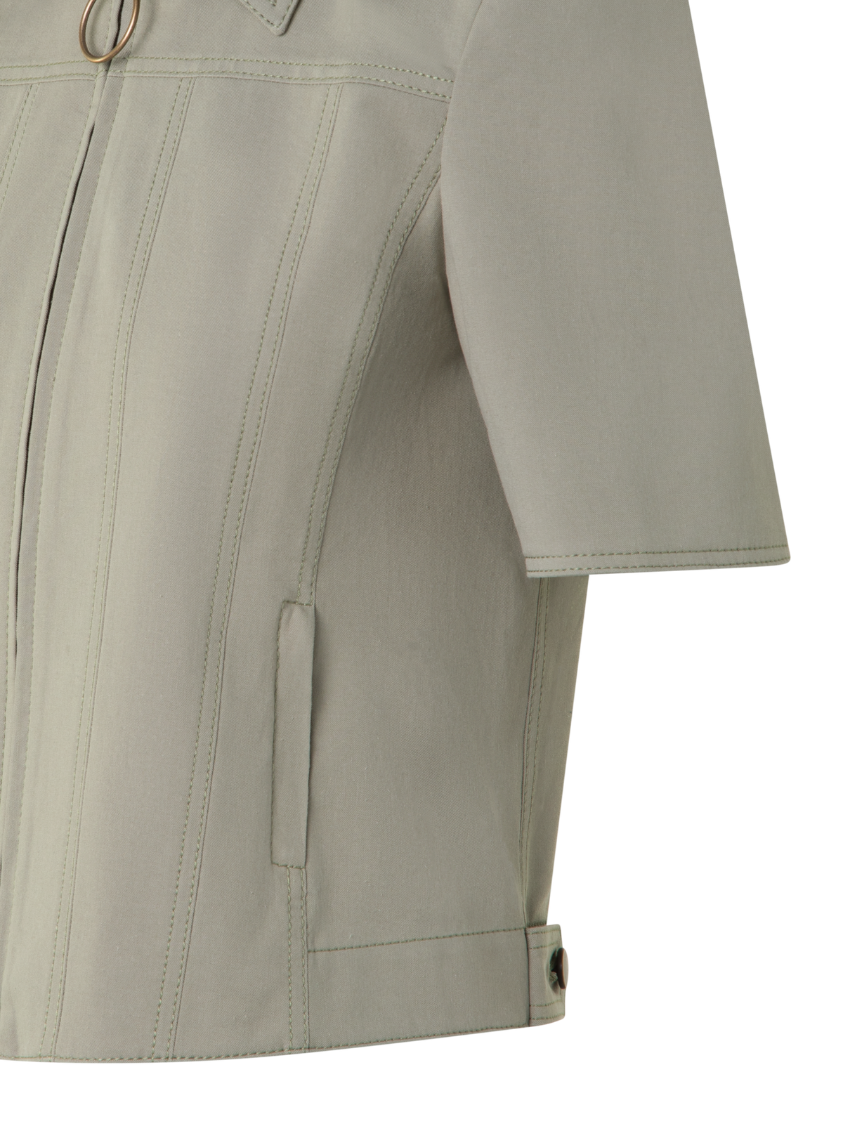 Designer Short Sleeve Denim Jacket - neutral - green