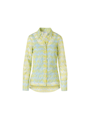 Designer Scribble Dot Embroidered Tulle Blouse - yellow