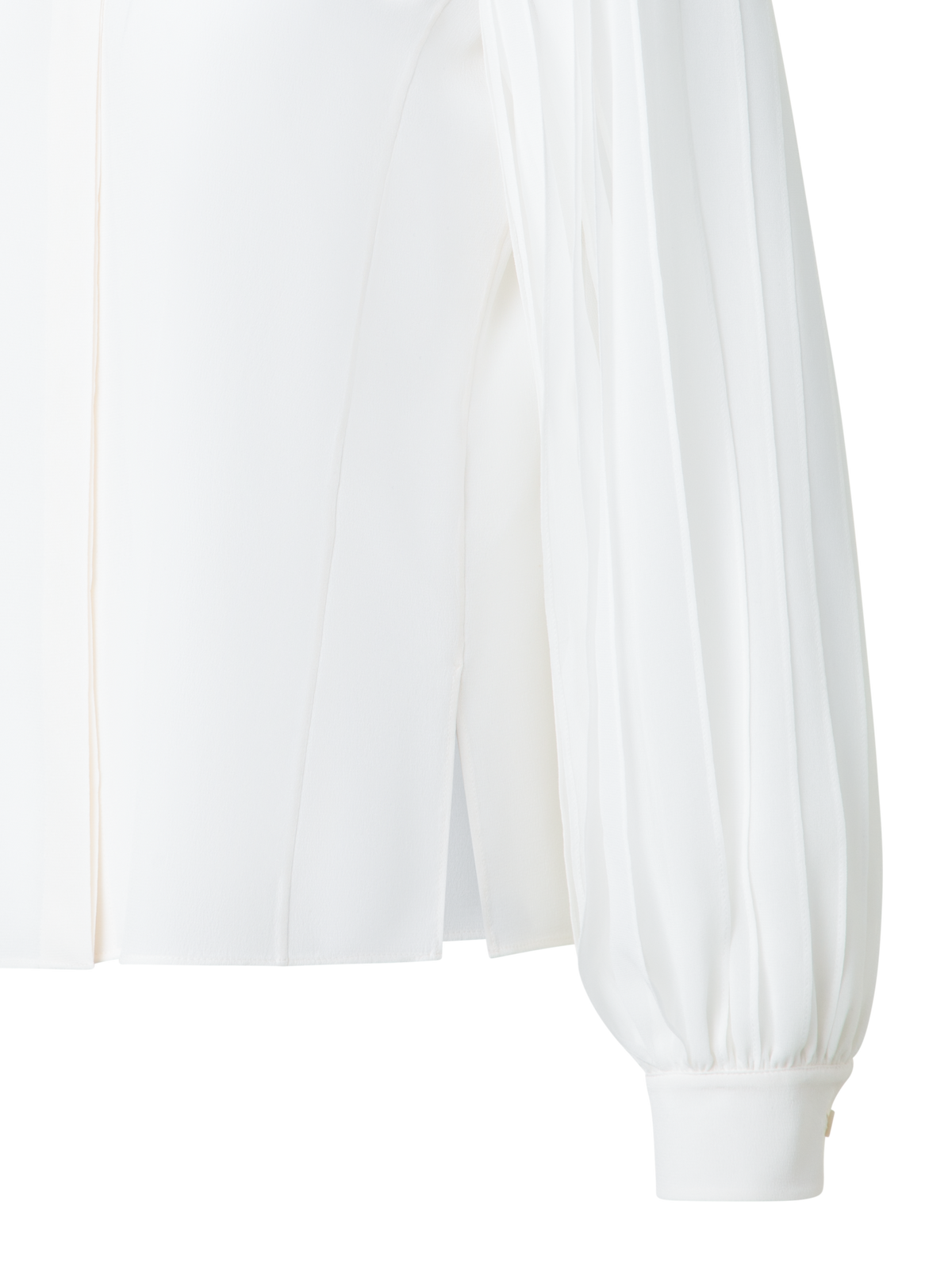 Designer Silk Blouse with Ribbon Sleeves - neutral - ecru - white