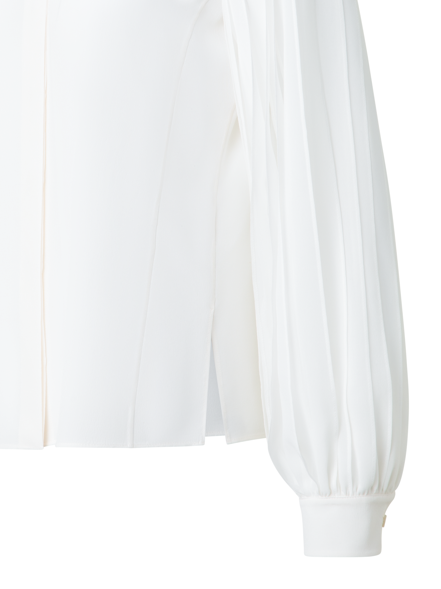 Designer Silk Blouse with Ribbon Sleeves - neutral - ecru - white