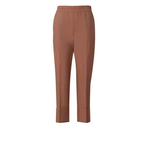 Tapered Cotton Pants with Elastic Waist