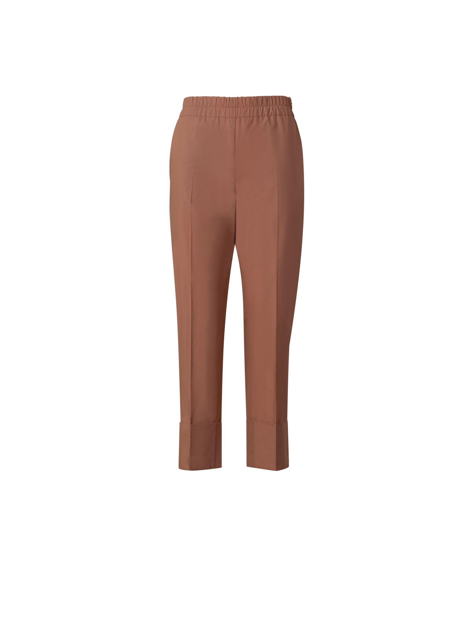 Designer Tapered Cotton Pants with Elastic Waist - brown