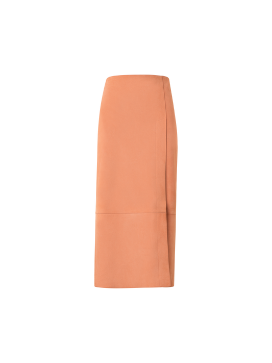 Designer Long Pencil Skirt in Nubuck Lamb Leather - pastel - beige - orange