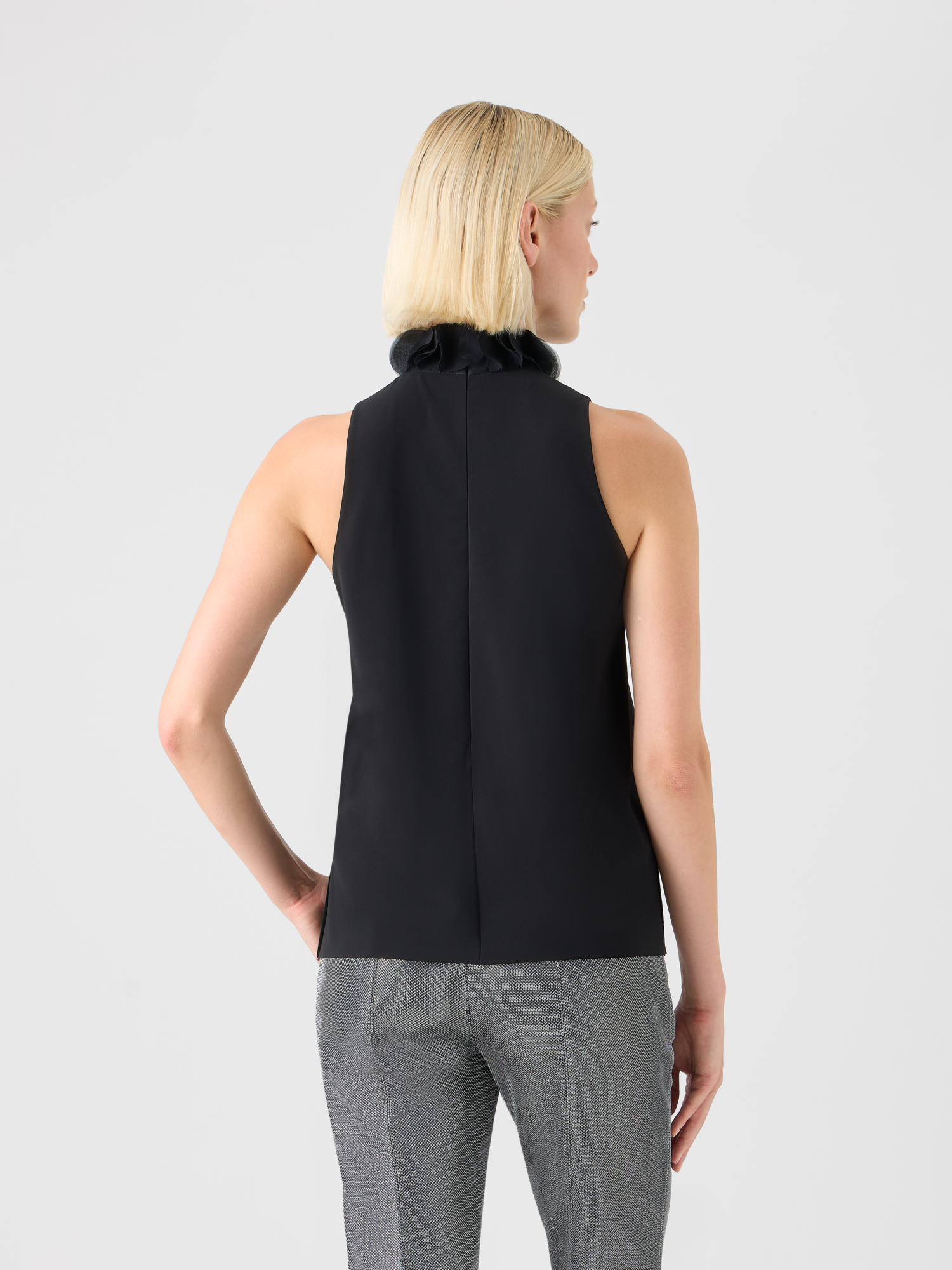 Designer 3D Dot Lasercut Crêpe Top - black 