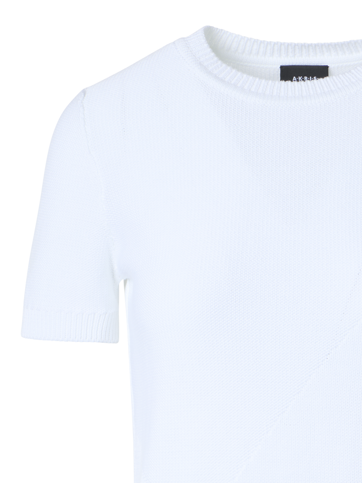 Designer Cotton Sweater with Polygon Intarsia - ecru