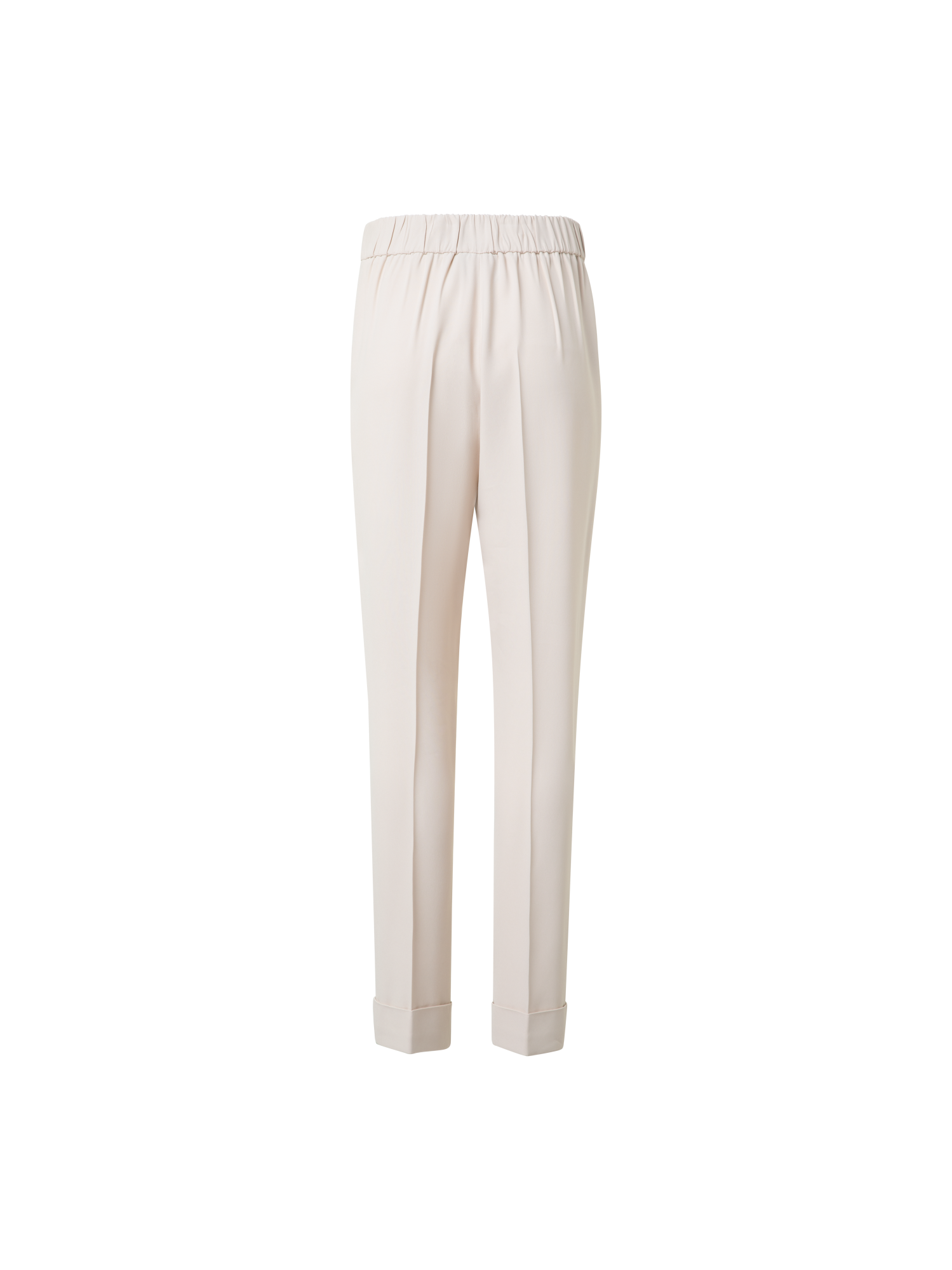 Designer Tapered Ankle Length Pants with Elastic Waist - neutral - ecru - beige - white