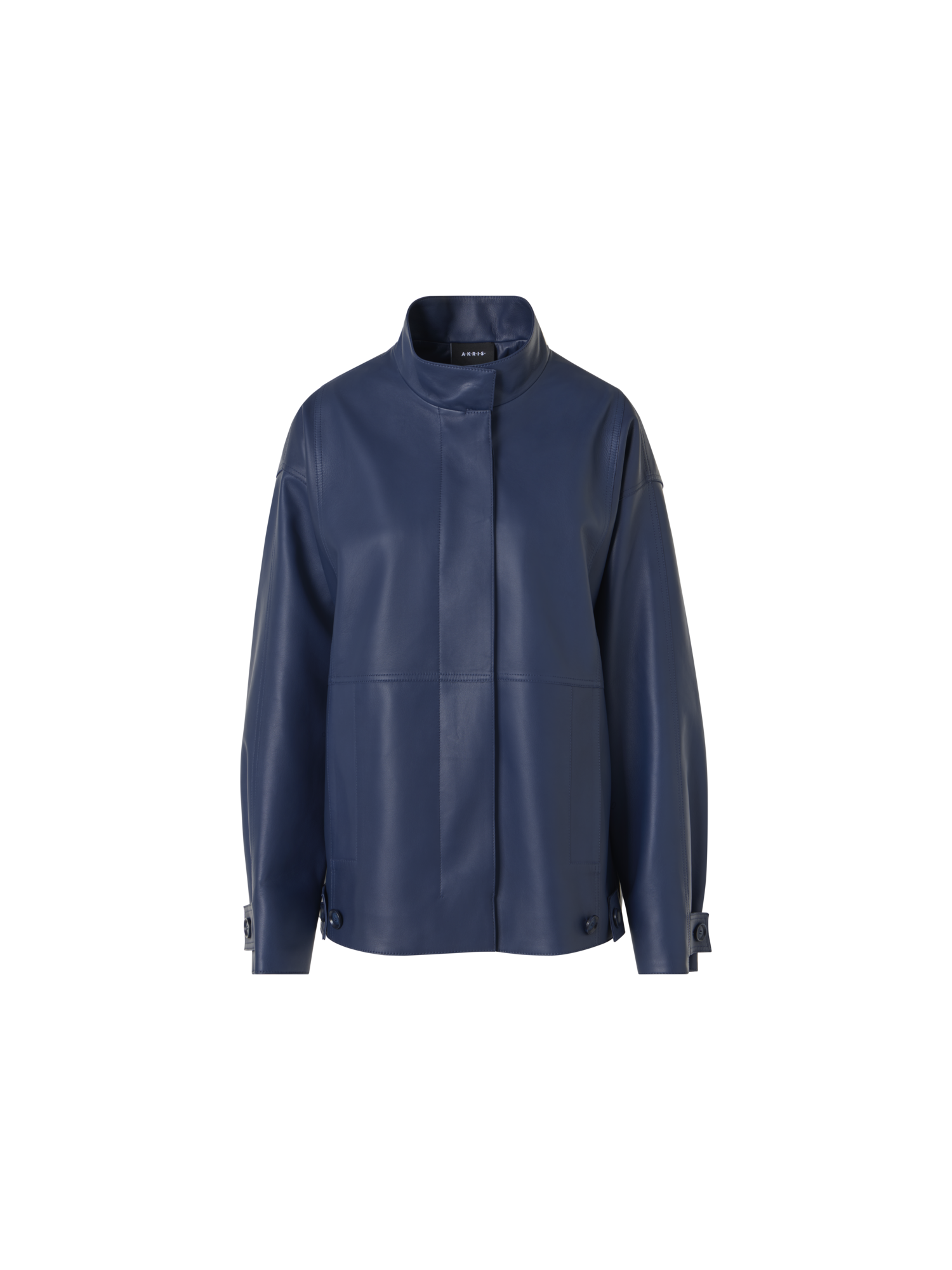 Designer Huma Jacket in Lacquered Leather - blue