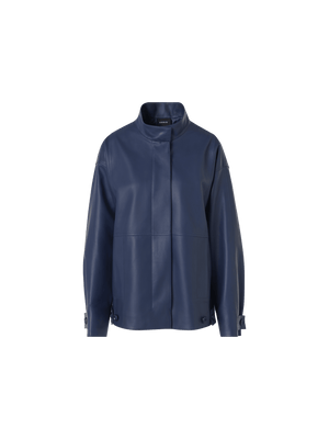 Designer Huma Jacket in Lacquered Leather - blue