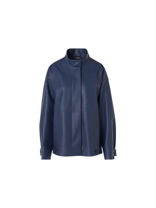 Designer Huma Jacket in Lacquered Leather - blue