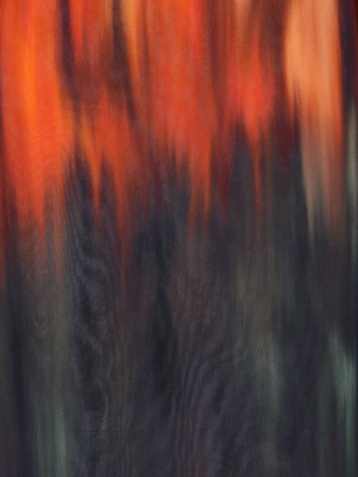 Designer Silk Blouse with Fuego Negro Print and Scarf - multicolor - black - orange - red