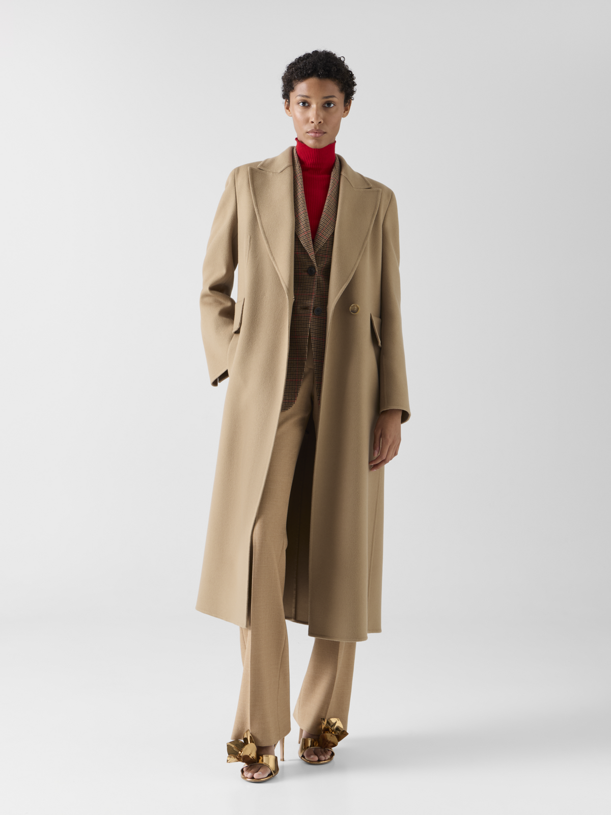 Designer Cashmere Double-Face Straight Coat - beige 