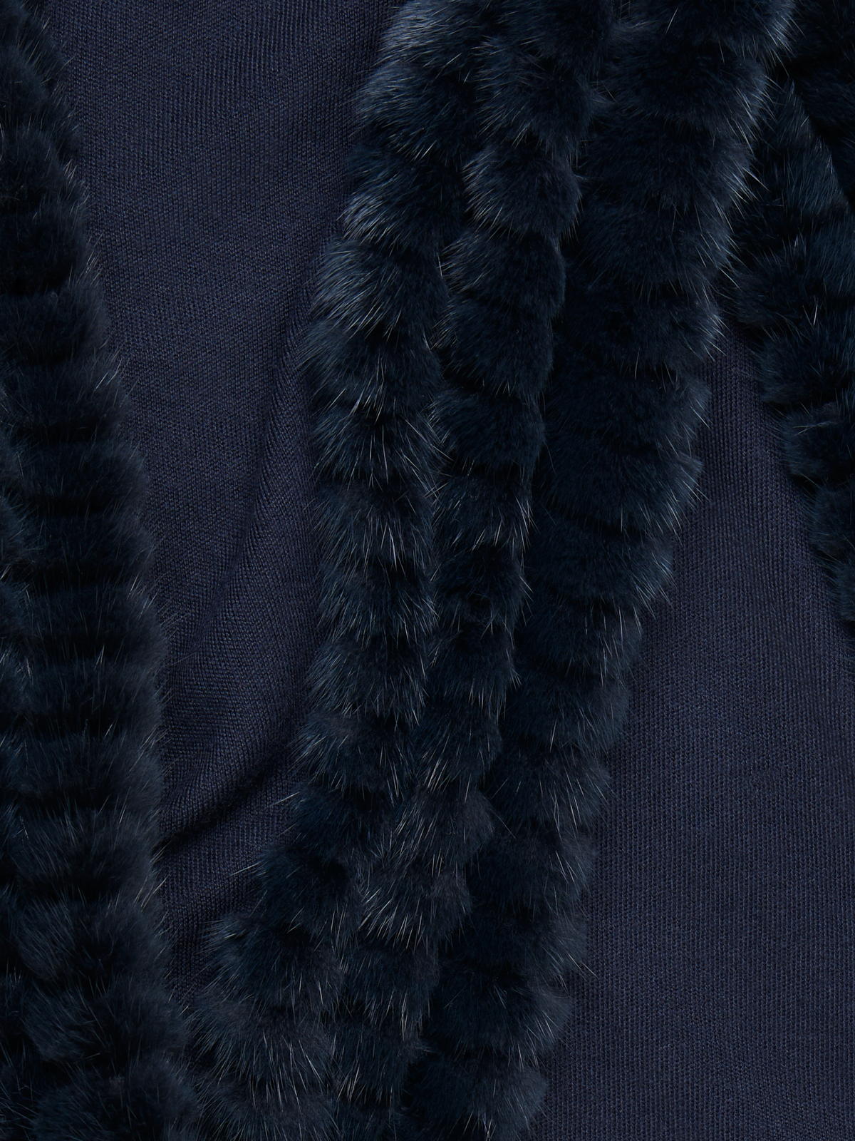 Designer Cashmere Silk Trapezoid Scarf with Mink Trim - neutral - navy - blue