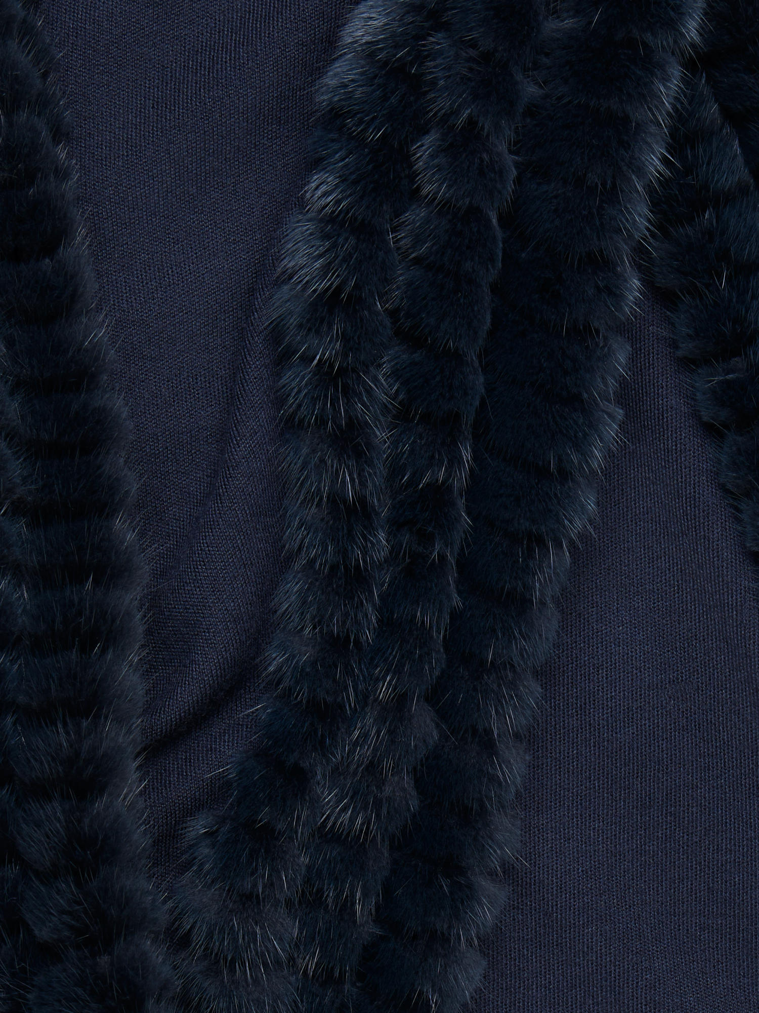 Designer Cashmere Silk Trapezoid Scarf with Mink Trim - neutral - navy - blue