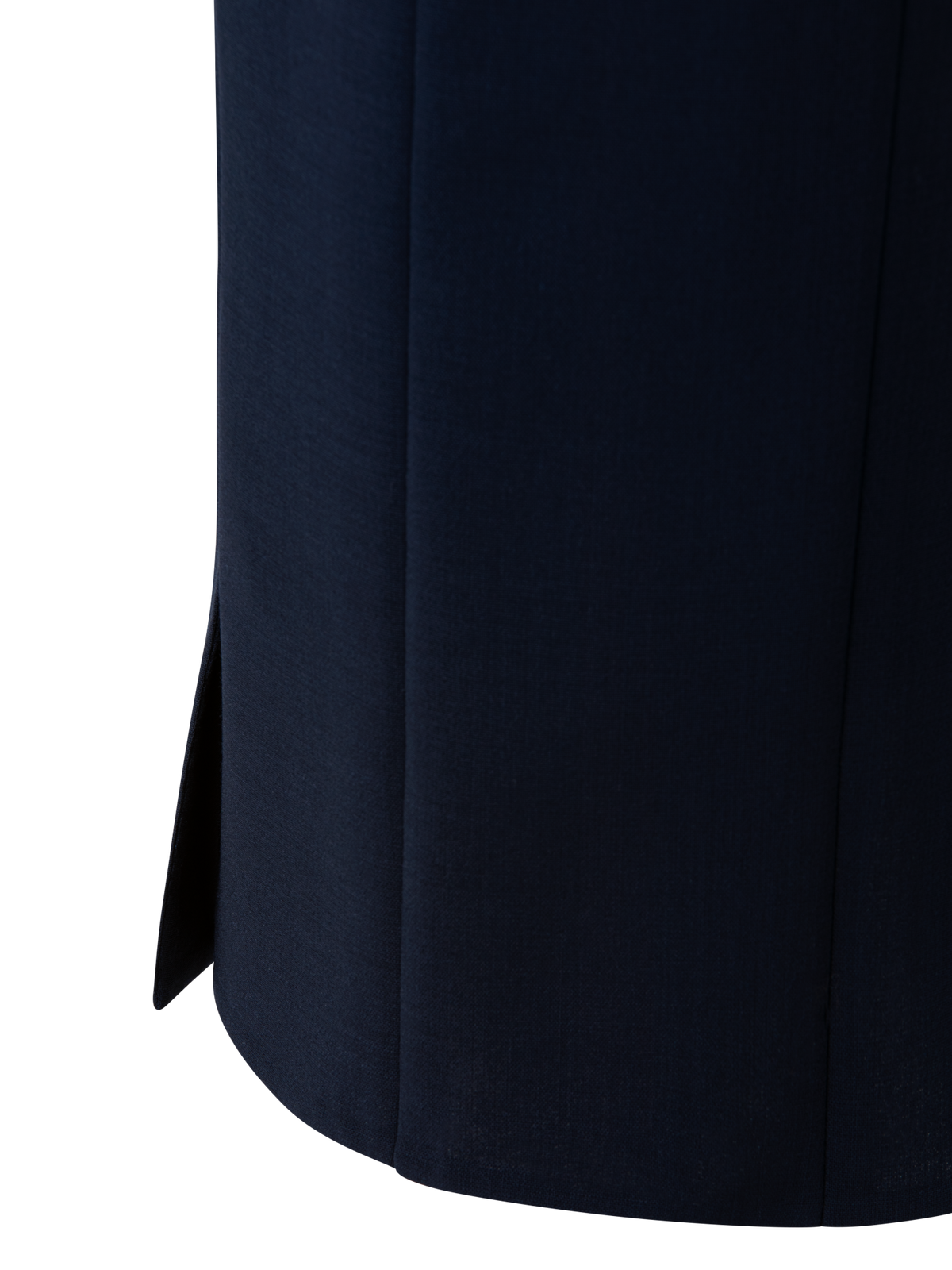 Designer Wool Double-Face Pencil Skirt with Slits - navy - blue