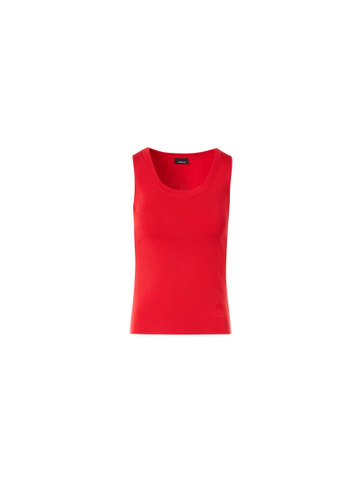 Designer Fitted Stretch Silk Knit Tank Top - red