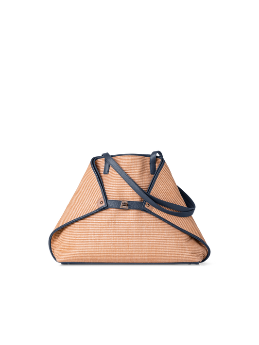 Designer Ai Medium Shoulder Tote - navy - blue - multicolor - beige