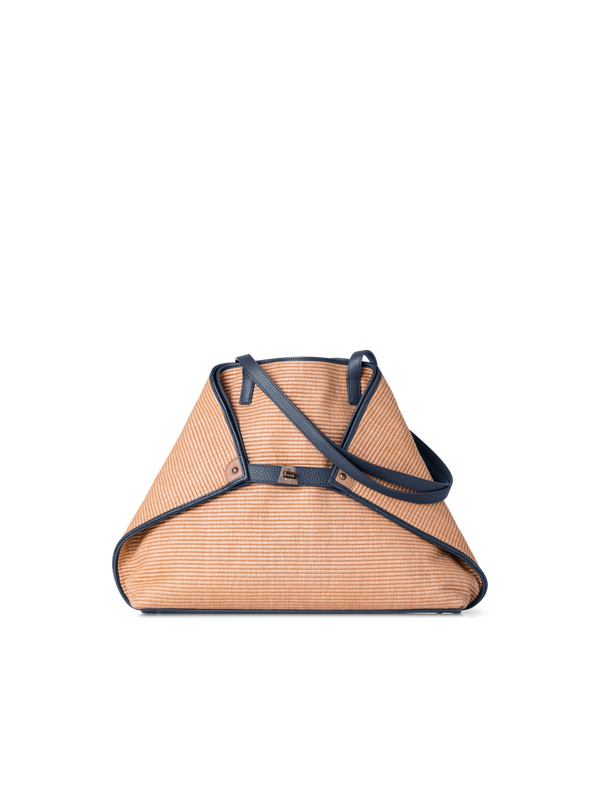 Designer Ai Medium Shoulder Tote - navy - blue - multicolor - beige