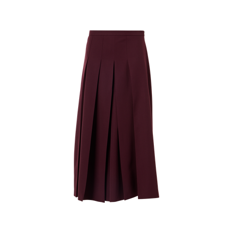 Pleated Midi Skort in Wool Gabardine