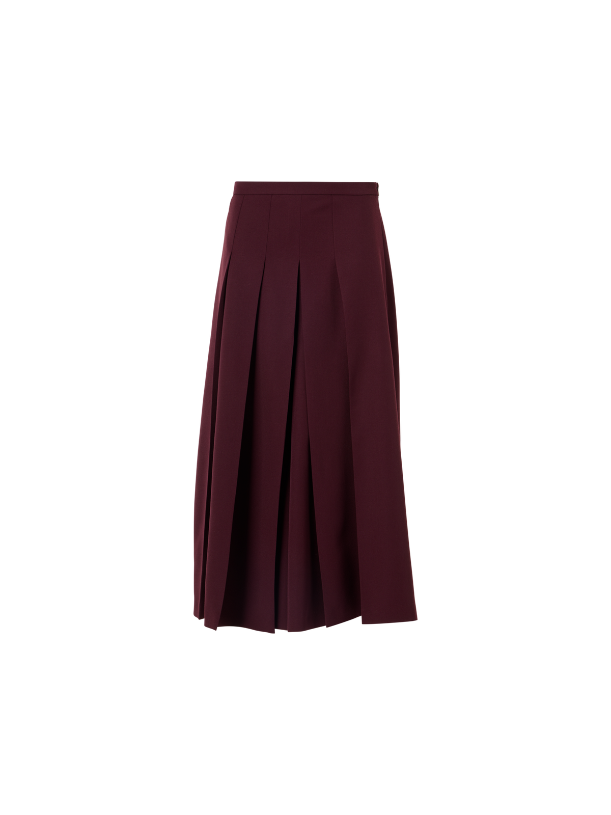 Designer Pleated Midi Skort in Wool Gabardine - red