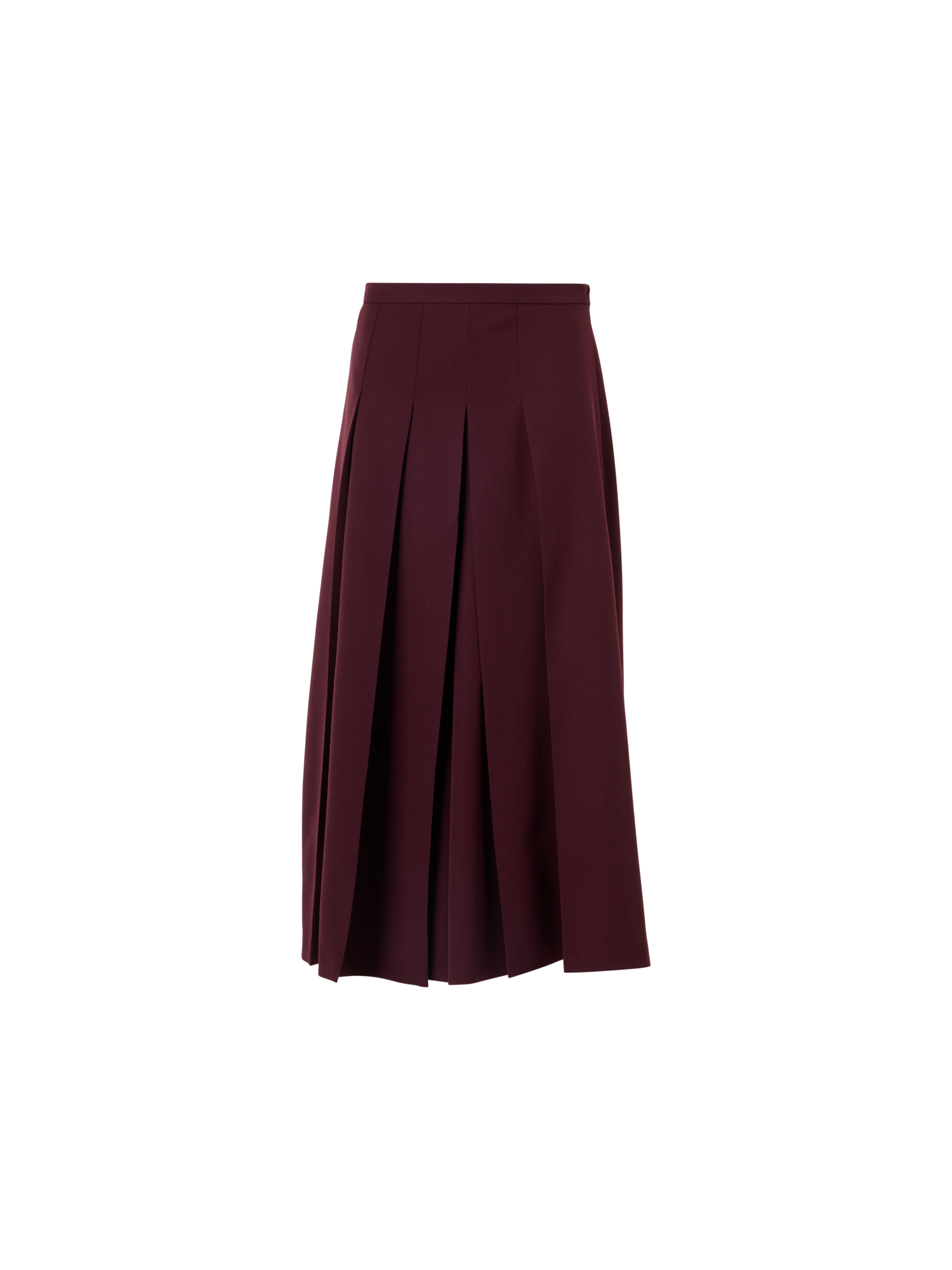 Designer Pleated Midi Skort in Wool Gabardine - red
