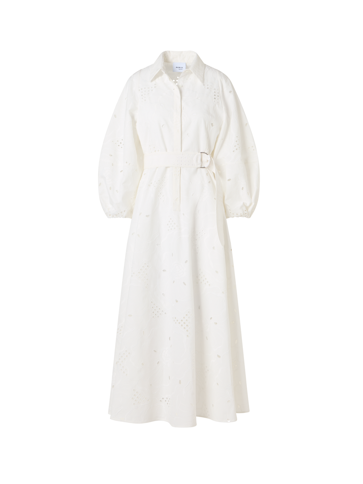 Fit-and-Flare Flower Eyelet Midi Dress