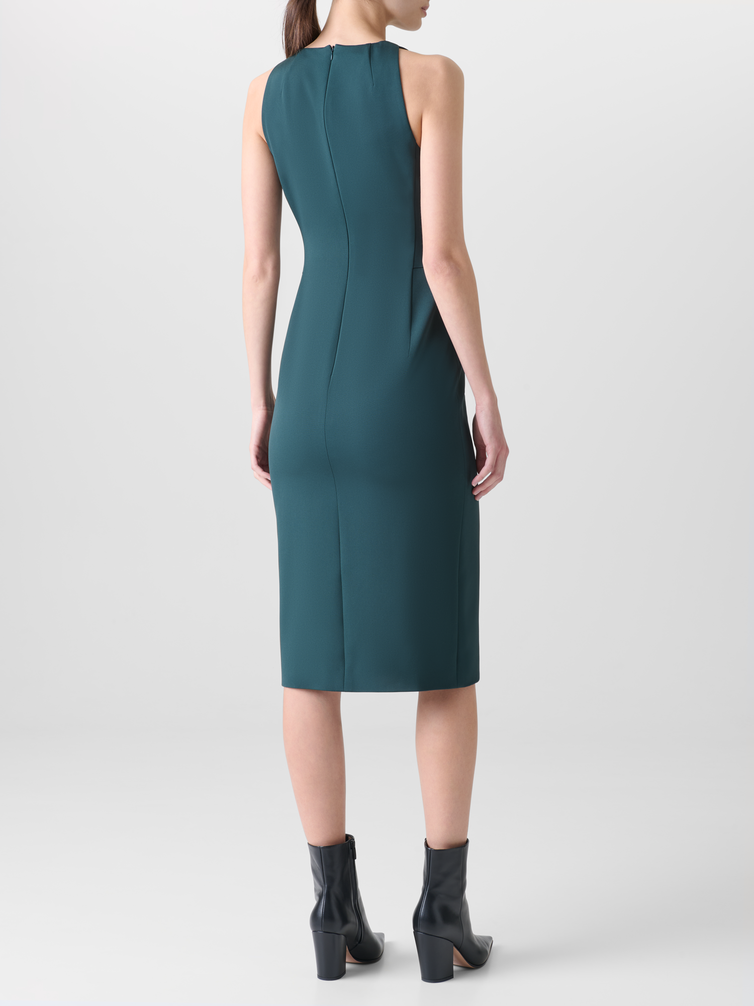 Designer Silk Dress with 3D Anemone - green