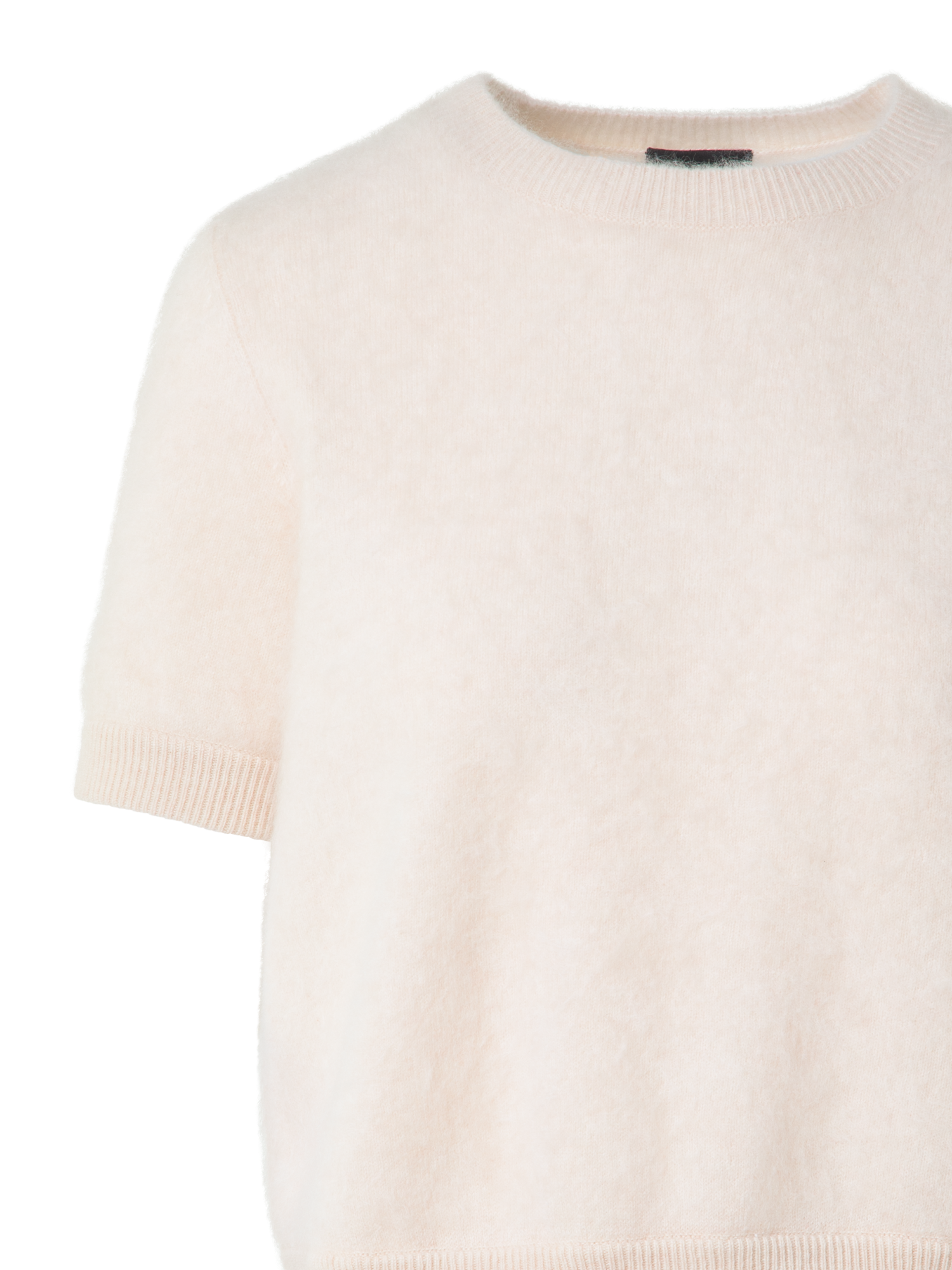 Designer Short-Sleeve Sweater in Cloud Cashmere - neutral - grey - beige