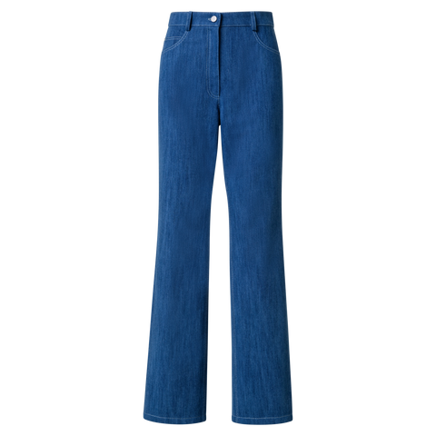 Straight Cotton Denim Stretch Pants