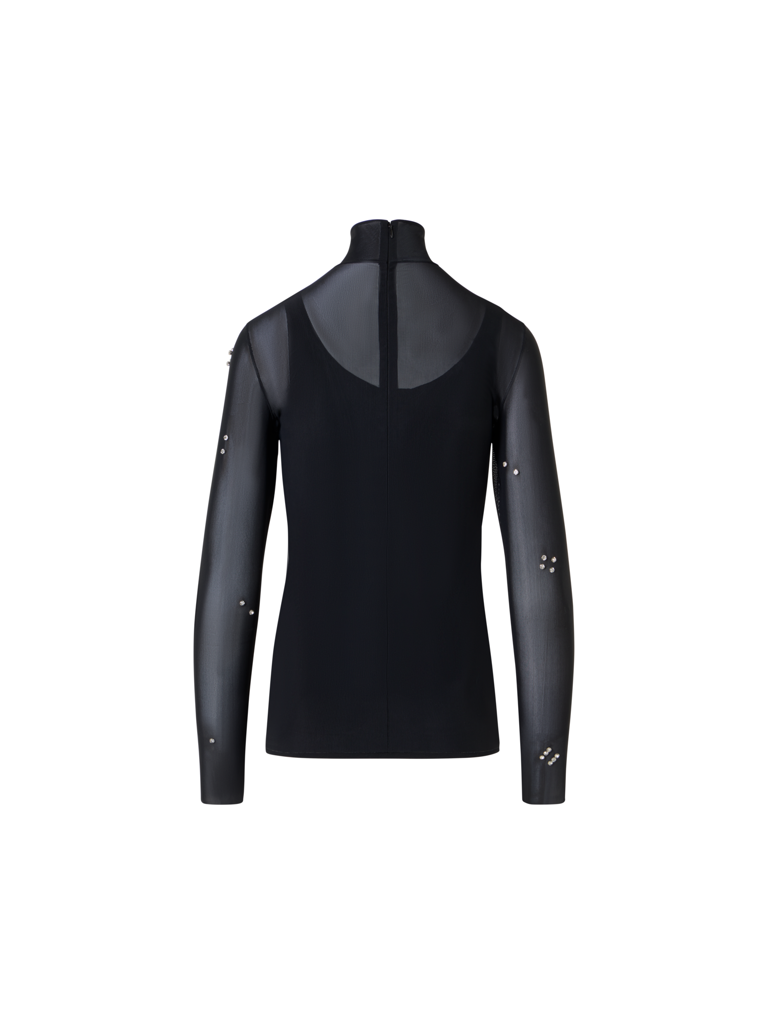 Designer Tulle Blouse with Diamond Dice Dot Embellishment - black