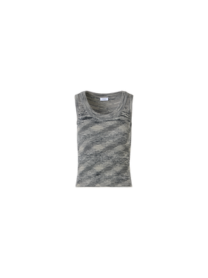 Designer Sleeveless Merino Wool Knit Top - grey