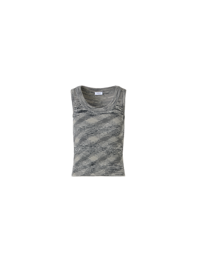 Designer Sleeveless Merino Wool Knit Top - grey