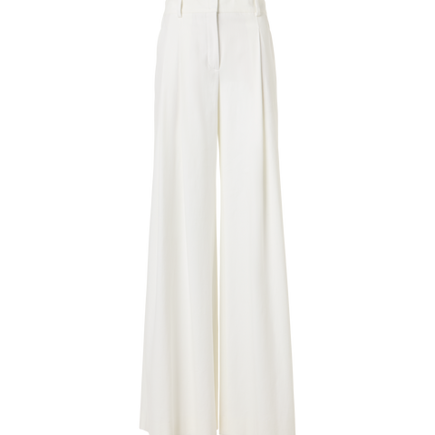 Cassie Flared Wide-Leg Pants in Stretch-Cotton Denim
