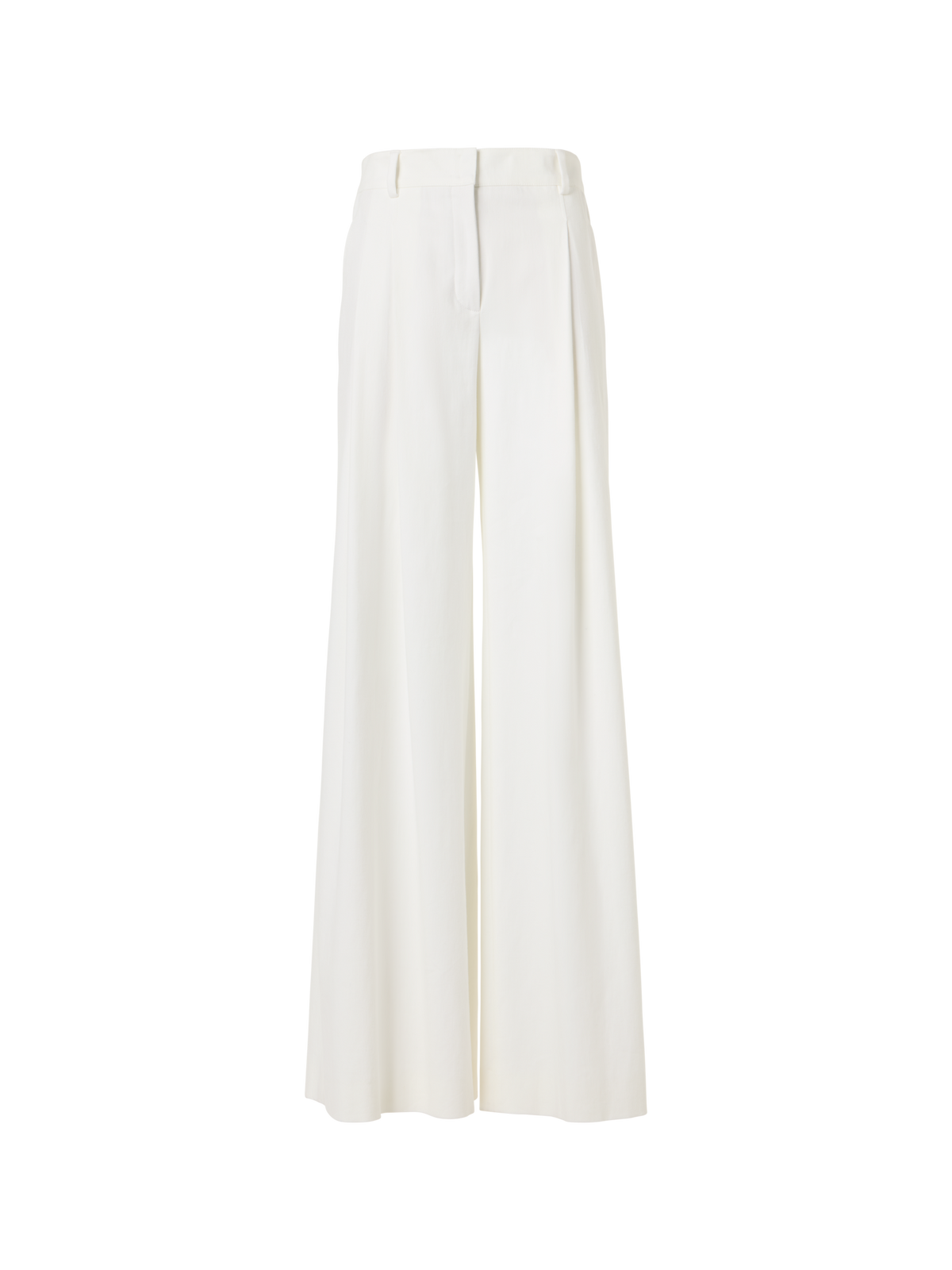 Designer Cassie Flared Wide-Leg Pants in Stretch-Cotton Denim - ecru