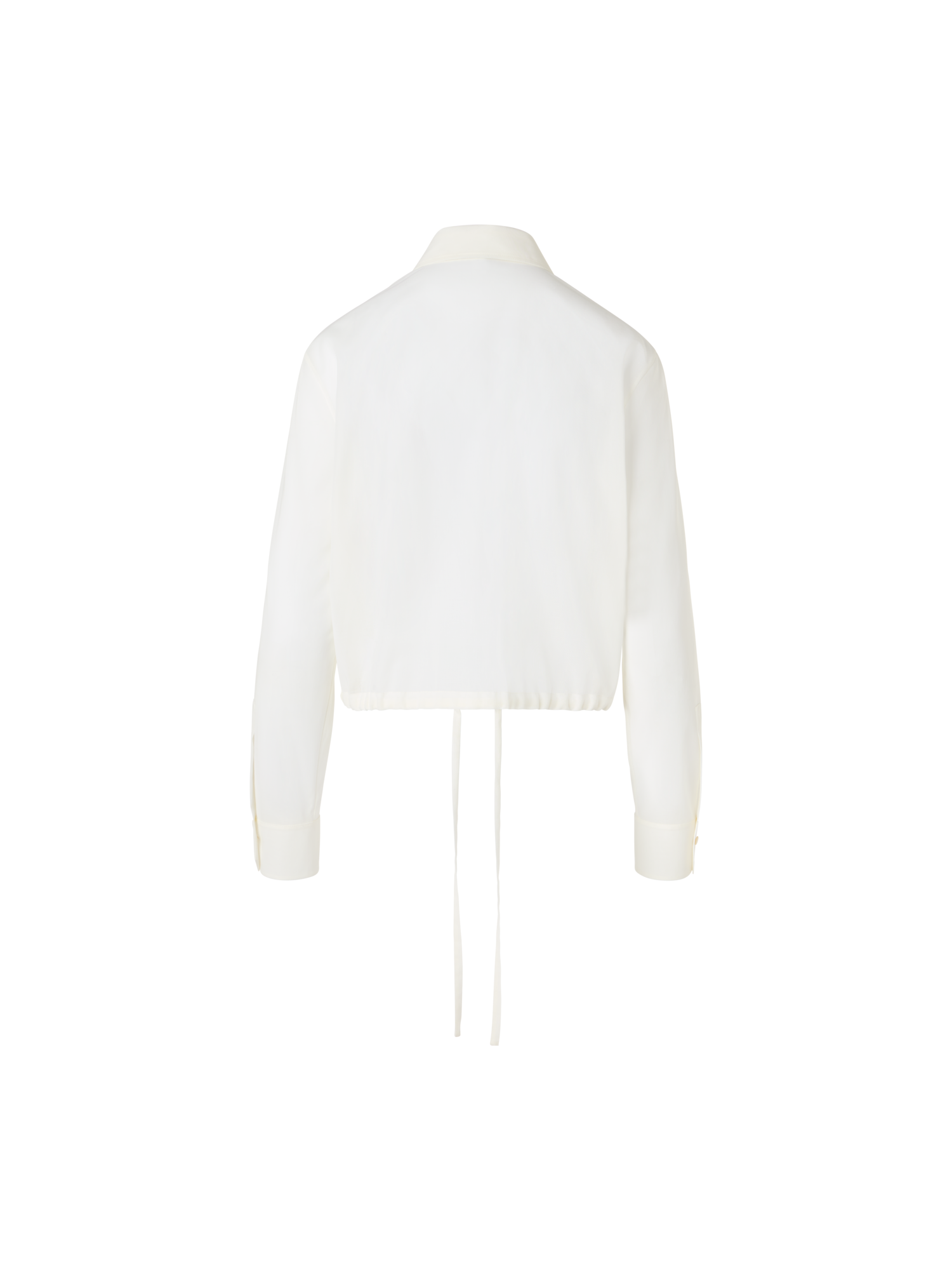 Designer Long-Sleeve Cotton Voile Blouson Shirt - ecru