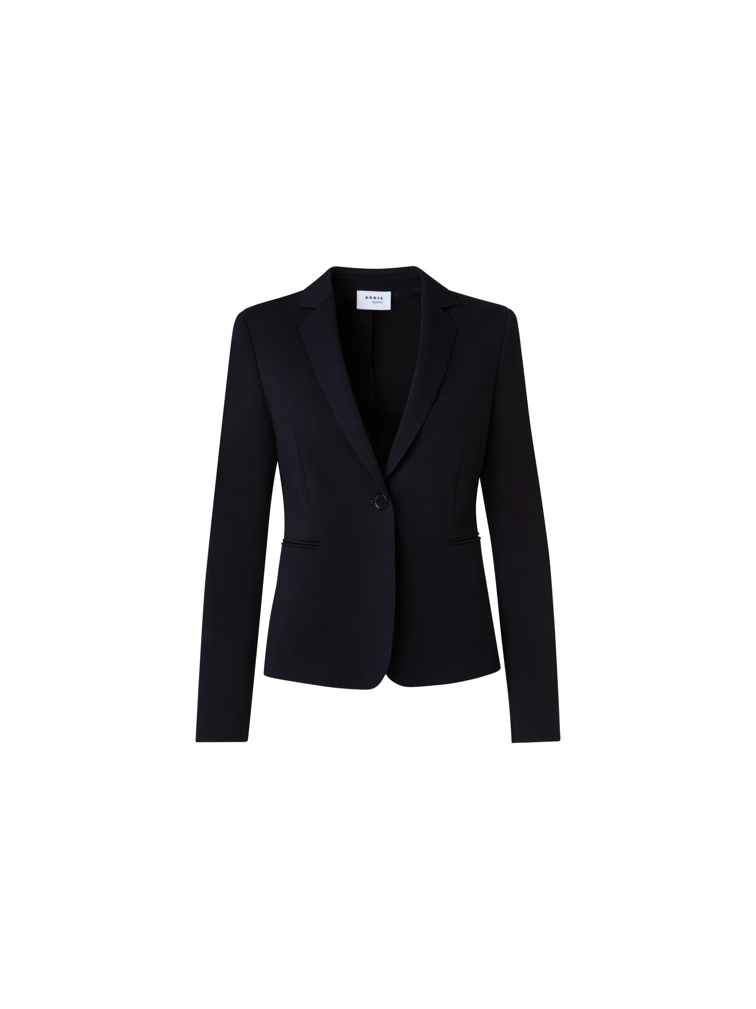 Designer Jersey Blazer with Faux Leather Collar - black