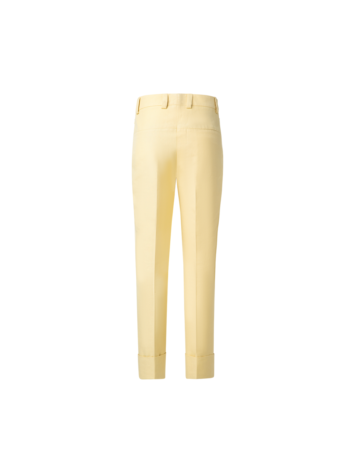 Designer Cropped Tapered Cotton Silk Double-Face Pants - pastel - yellow