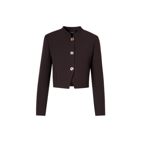 Short Wool Double-Face Jacket with Gold Buttons