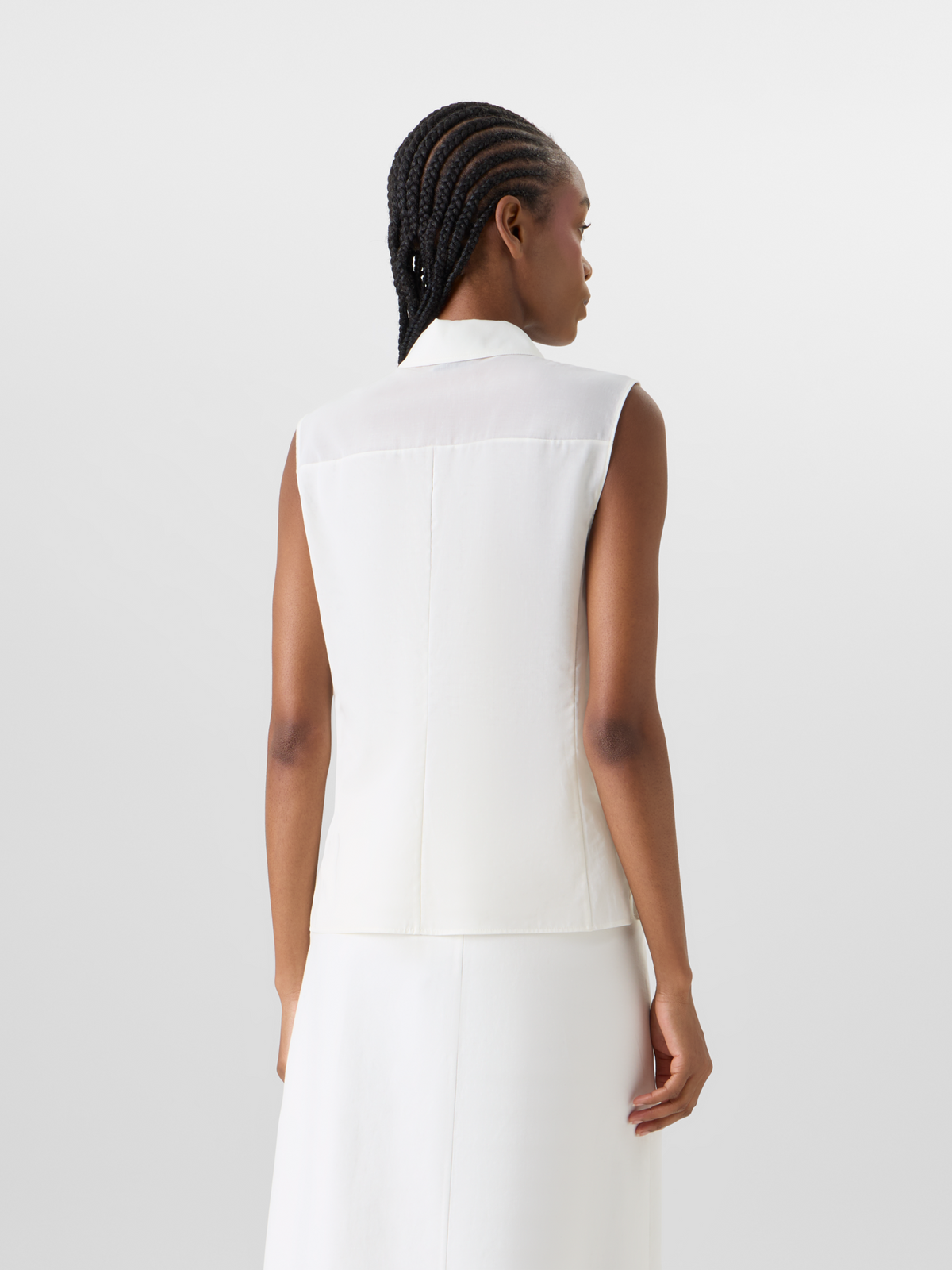 Designer Cotton Voile Blouson-Top Sleeveless - ecru #editorial