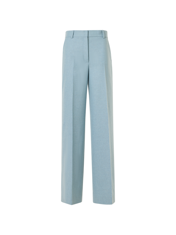 Designer Wide Leg Wool Flannel Pants